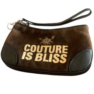 Juicy Couture Vintage brown velour “Couture Is Bliss” cosmetic bag